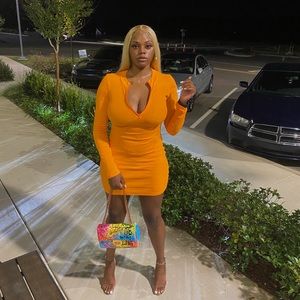 Orange Zipper Dress